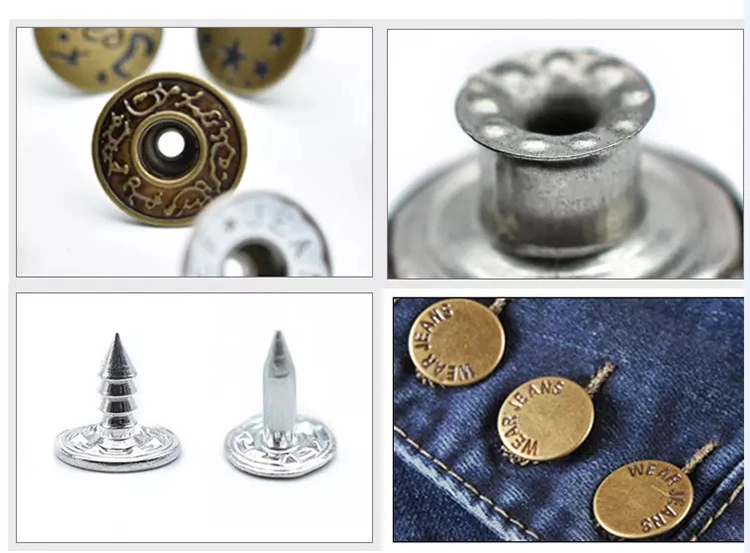 High Quality Classic 17mm Custom Logo Denim Metal Tack Jeans Button for Jeans